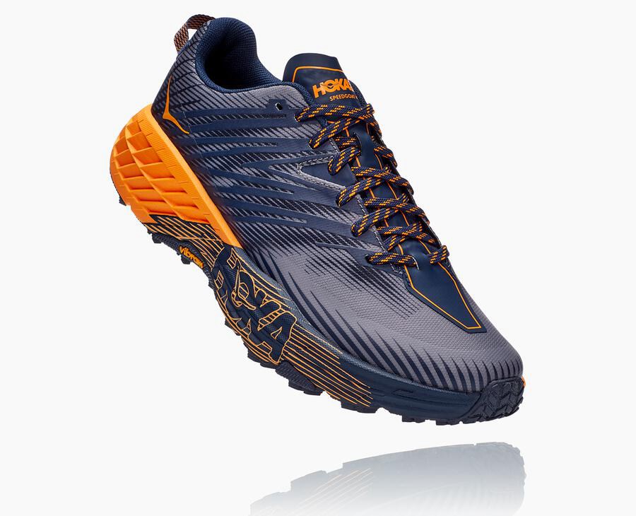 Hoka One One Trail Schoenen Heren - Speedgoat 4 - Blauw/Oranje - CV1359704